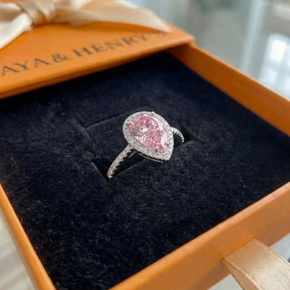Teardrop Pink Safir Ring | Hvidguld