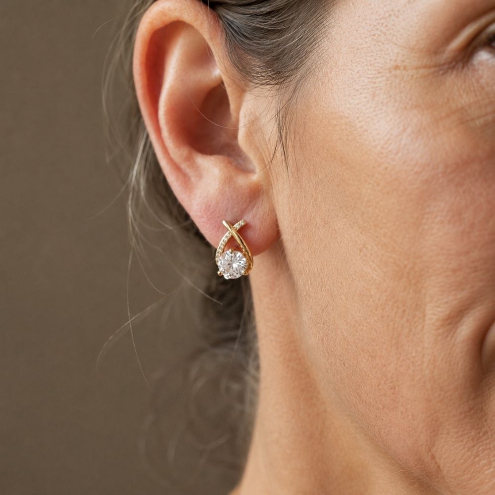 Luxury Twisted Teardrop Cubic Ørestikker