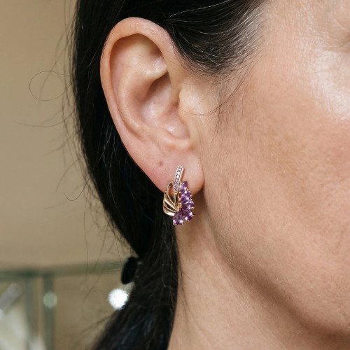 Viorelle Ametyst Vinge Øreringe | Rosaguld