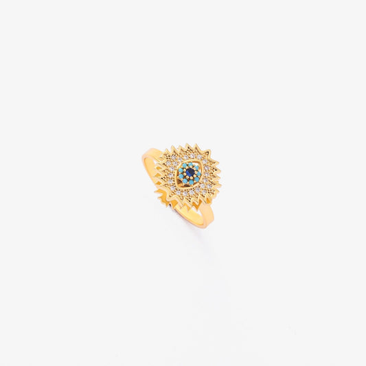Safir Sunburst Spinning Ring | Guld