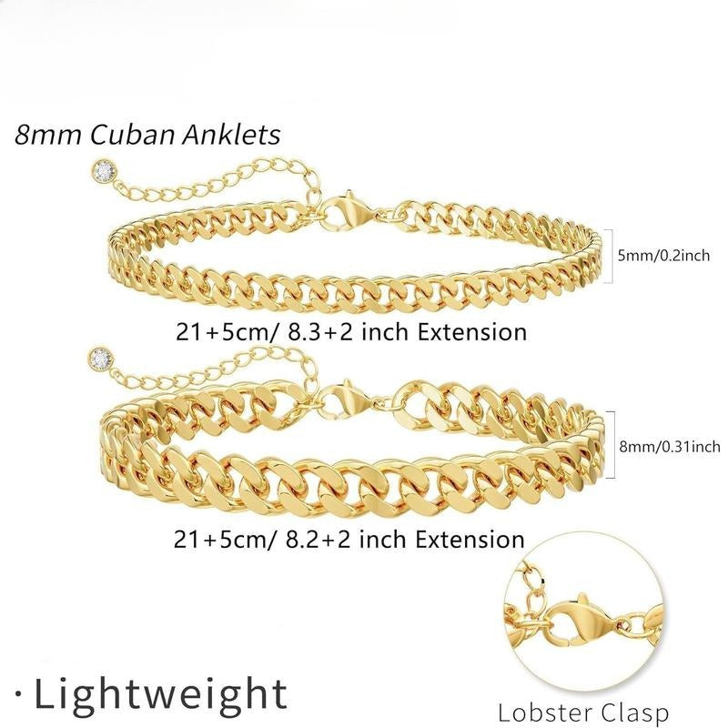 Lagdelt Cuban Link Ankelkæde | Guld
