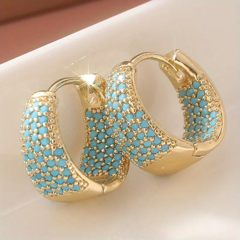 Gylden Turkis Beaded Kreoler | Guld