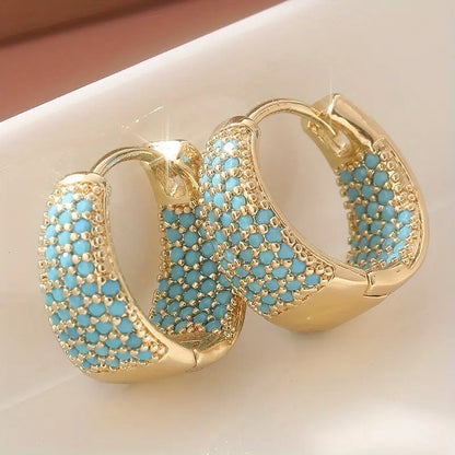 Gylden Turkis Beaded Kreoler | Guld