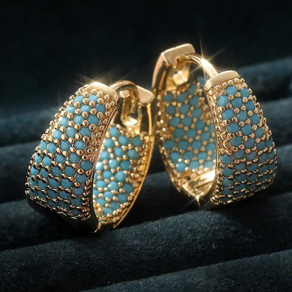 Gylden Turkis Beaded Kreoler | Guld