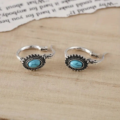 Turkis Crest Creoler | Hvidguld