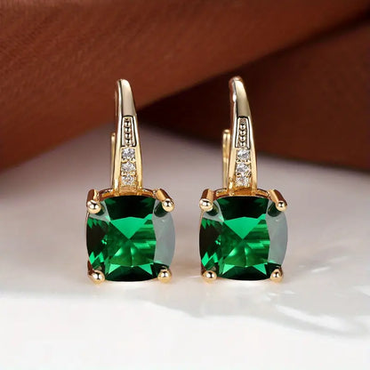 Mystic Sapphire Stone Hoop Earrings | Guld