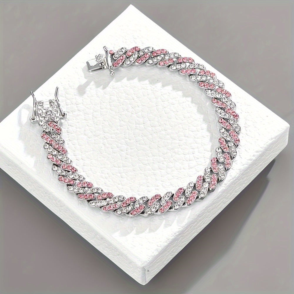 Arctic Blush Cuban Armbånd | Hvidguld