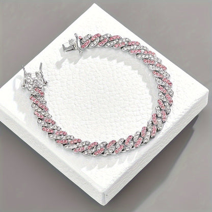 Arctic Blush Cuban Armbånd | Hvidguld