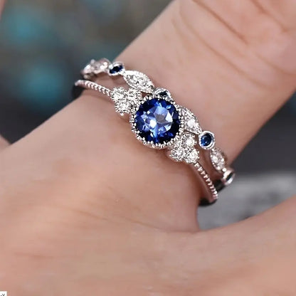 Sapphriel Crown Ringsæt | Hvidguld