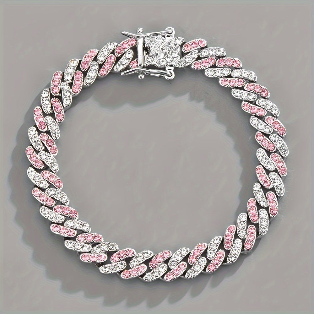 Arctic Blush Cuban Armbånd | Hvidguld