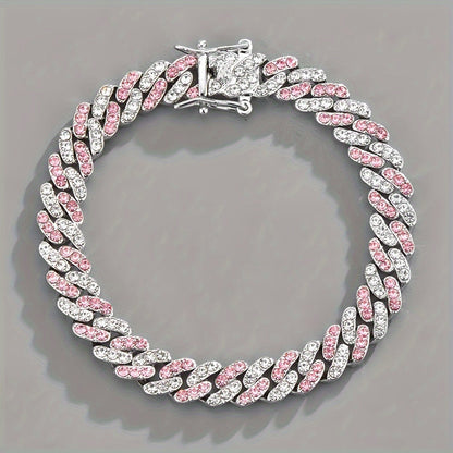 Arctic Blush Cuban Armbånd | Hvidguld