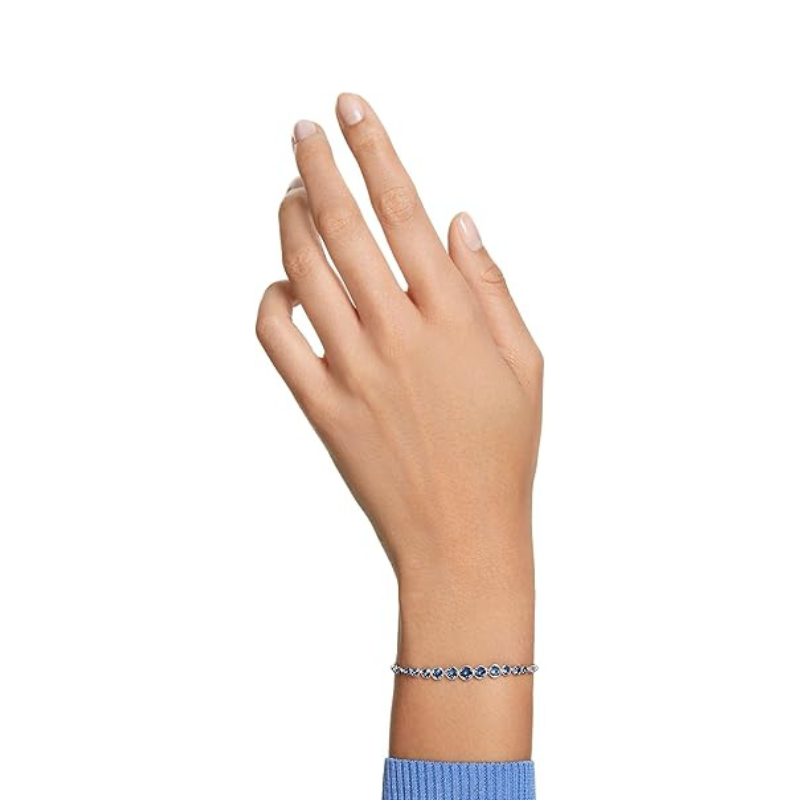 Rundskåren Safir Tennisarmbånd | Hvidguld