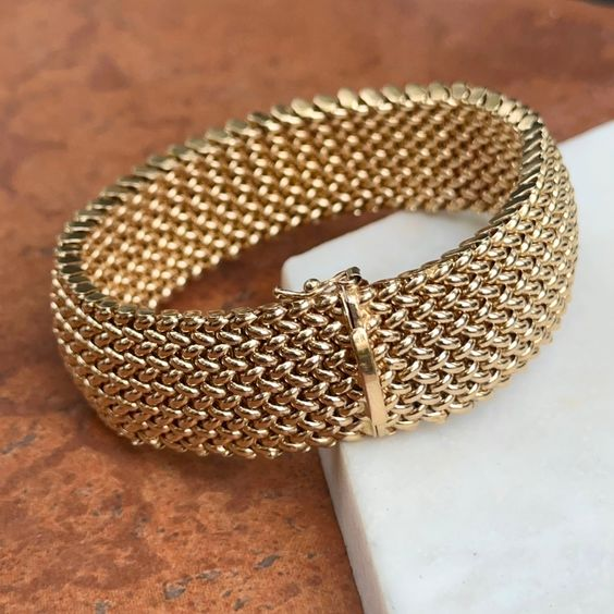 Vintage Mesh-armbånd i Guld